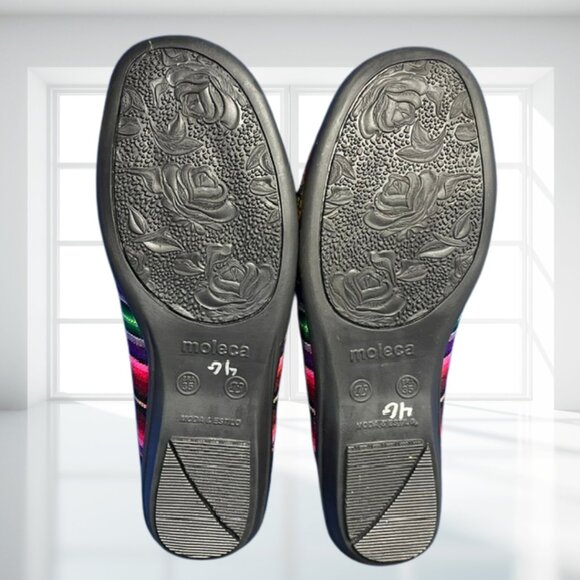 Moleca Bohemian Striped Multicolor Ballet Flats Comfort Shoes Brazil Size 35 - Picture 10 of 14
